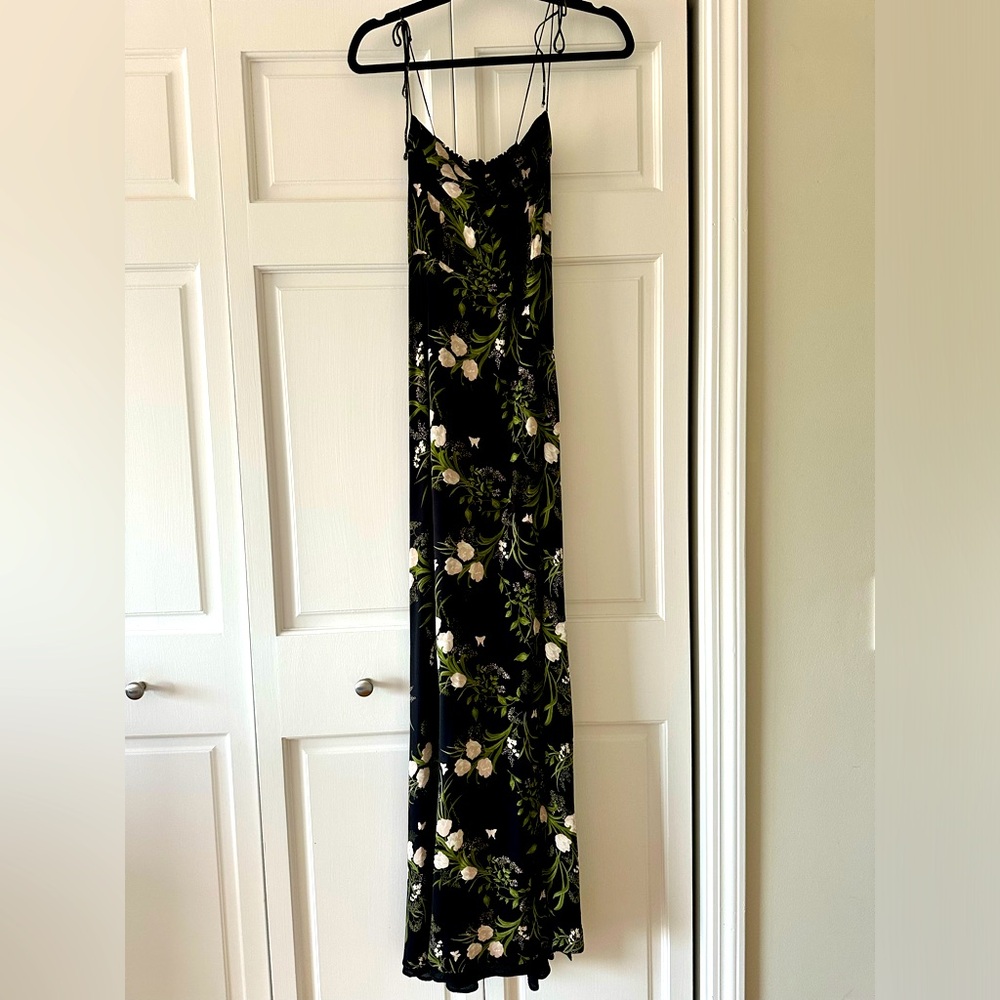 Reformation Women's Black Floral Print Dress Size 2 - Picture 1 of 4